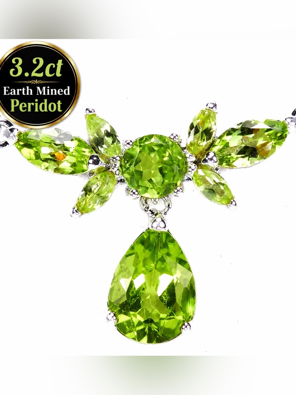 Kohistan Peridot stationary necklace  Silver .925 18"